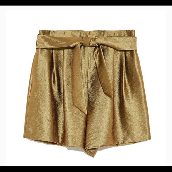 Zara Pants - Zara Gold Tie Shorts